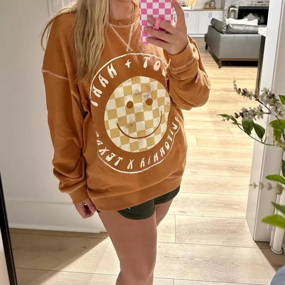 Target Sweaters - Ascot + Hart checkered smiley face crewneck sweatshirt